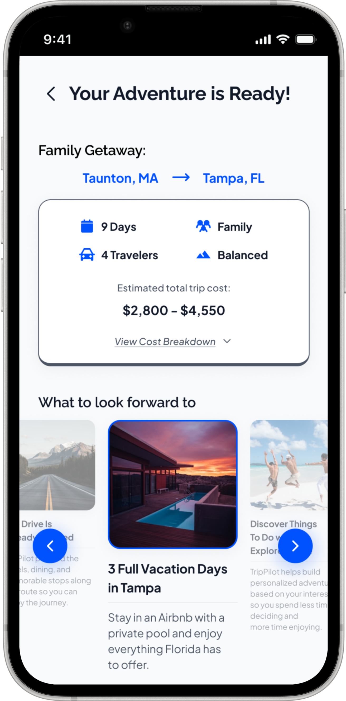 TripPilot Trip Overview screen
